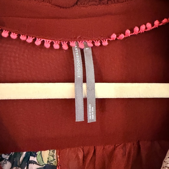 Anthropologie Brown Floral Sheer Blouse - Picture 4 of 4